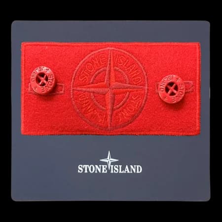 Angled view showing red badge texture