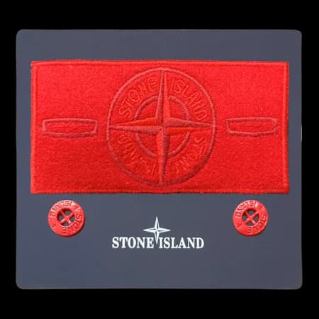 Close-up detail of red embroidery